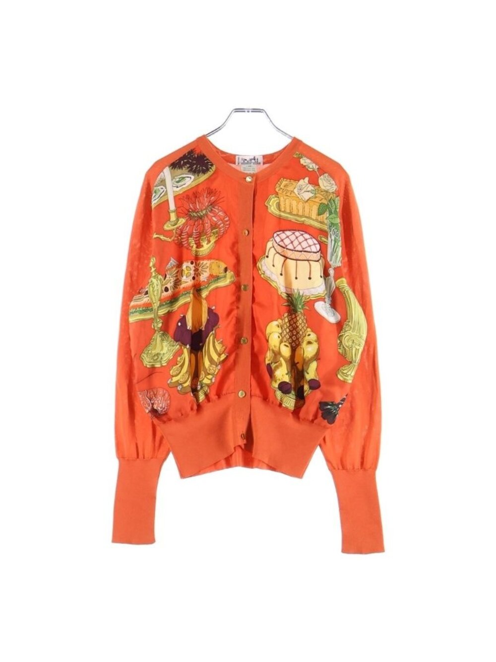 Hermes Silk Scarf Cardigan Orange